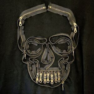 Funky Bunny Zippers Skull T-shirt Top Mens Large Black Goth Punk Grunge RARE